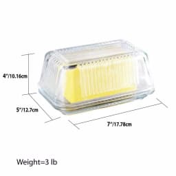 Home Basics Clear Glass Butter Dish with Ribbed Exterior, 3.9 x 6.6 in. thumbnail 2