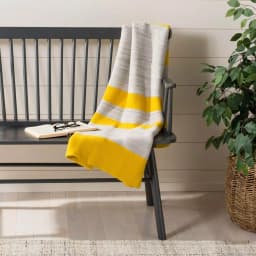 Safavieh Sun Kissed 100% Cotton Striped Throw Blanket - Sun Yellow & Light Grey thumbnail 2