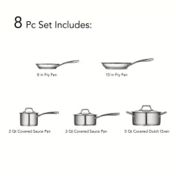 Tramontina Gourmet Prima 8-Piece Stainless Steel Cookware Set, Tri-Ply Induction Compatible thumbnail 7