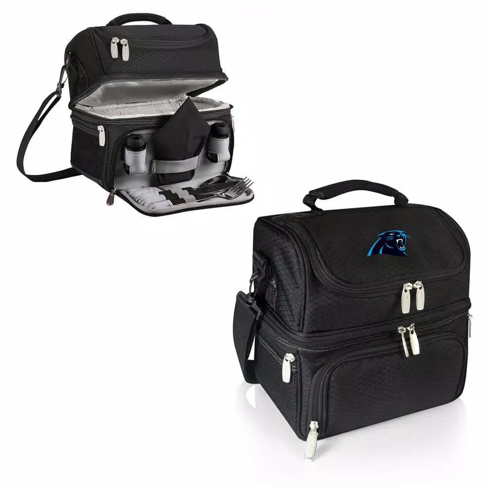ONIVA Pranzo Black Carolina Panthers Insulated Lunch Bag with Utensil Set