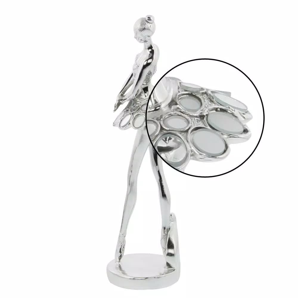 LITTON LANE 14 in. Decorative Ballerina Sculptures in Silver Polystone (3-Pack)