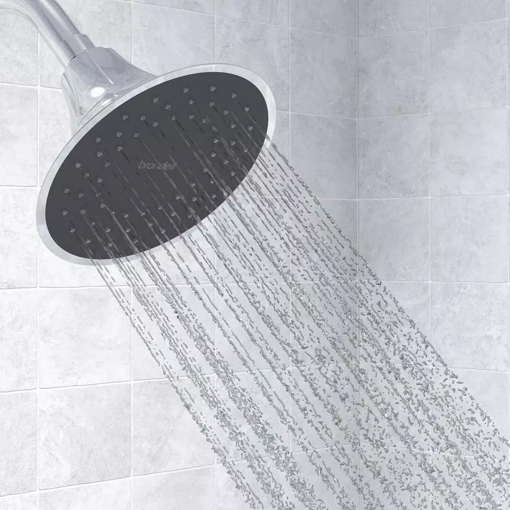Brondell VivaSpring 6.5 in. Single Wall Mount Fixed Rain Shower Head with KDF Filtration, Chrome