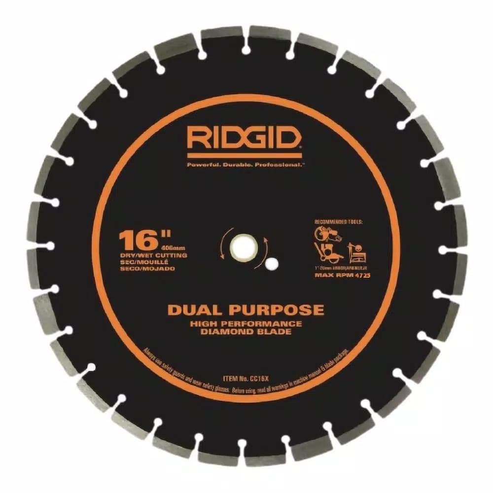 RIDGID 16 in. Dual-Purpose Diamond Saw Blade for Walk-Behind and Masonry Saws