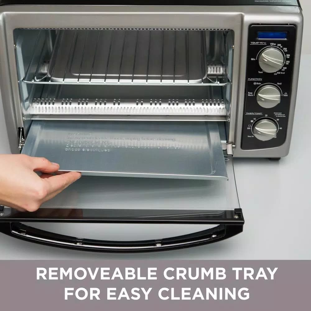 BLACK+DECKER 1500W 6-Slice Stainless Steel Convection Toaster Oven with Broiler Pan
