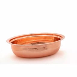 Old Dutch 6 Qt. Oval Copper over Stainless Steel Chafing Dish with Black Iron Stand thumbnail 2