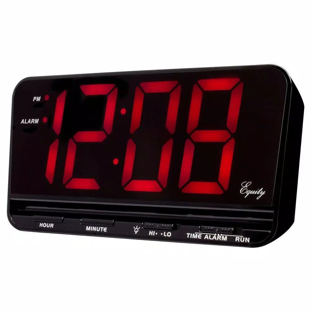 Equity by La Crosse Extra-Large 3 in. Red LED Digital Alarm Table Clock with HI/LO Settings