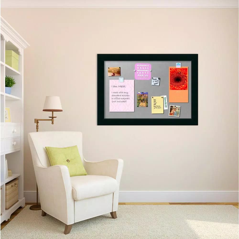 Amanti Art Corvino 41 in. W x 29 in. H Black Wood Framed Magnetic Memo Board
