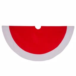 Glitzhome 48 in. Red and White Felt Christmas Tree Skirt thumbnail 2