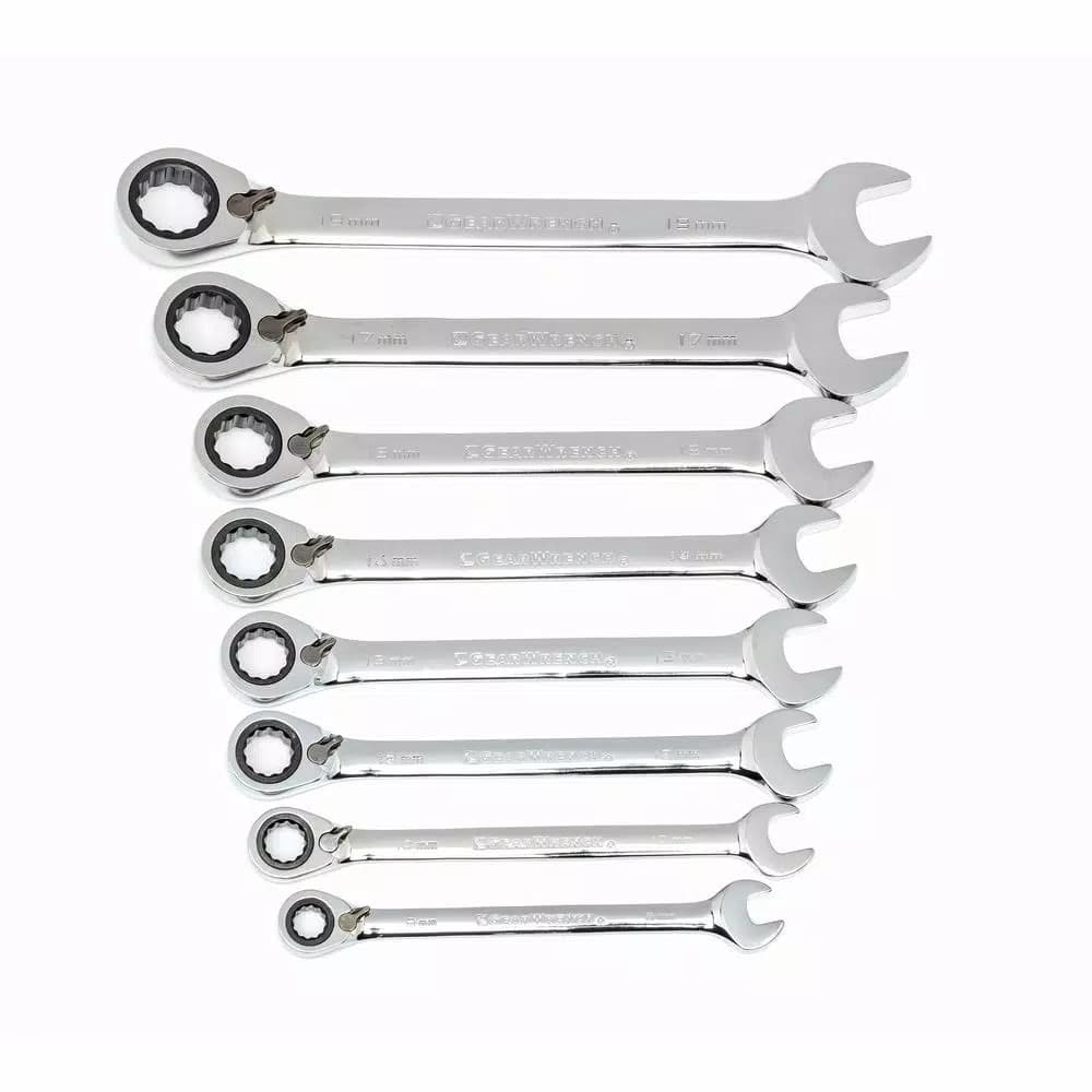 GearWrench 8-Piece Metric Reversible Combination Ratcheting Wrench Set