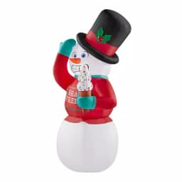 Home Accents Holiday 6 ft. Animated Airblown Inflatable Shivering Snowman with Ugly Sweater and Ice Cream thumbnail 3