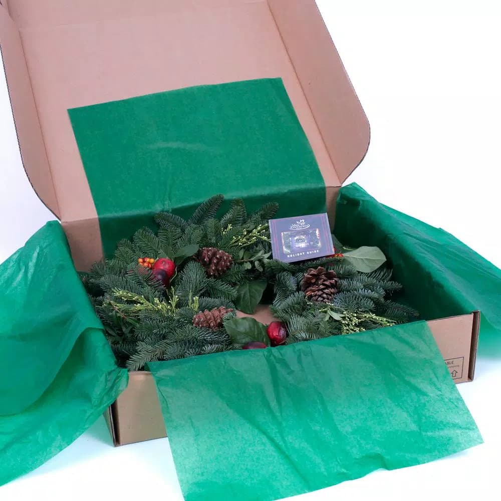 VAN ZYVERDEN 24 in. Live Fresh Cut Pacific Northwest Christmas Wreath with Noble Fir and Incense Cedar