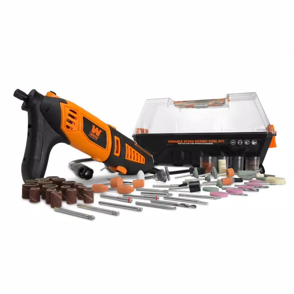 WEN 1.3 Amp Variable Speed Rotary Tool Kit with 190-Piece Accessory Set, Flex Shaft, and Carrying Case