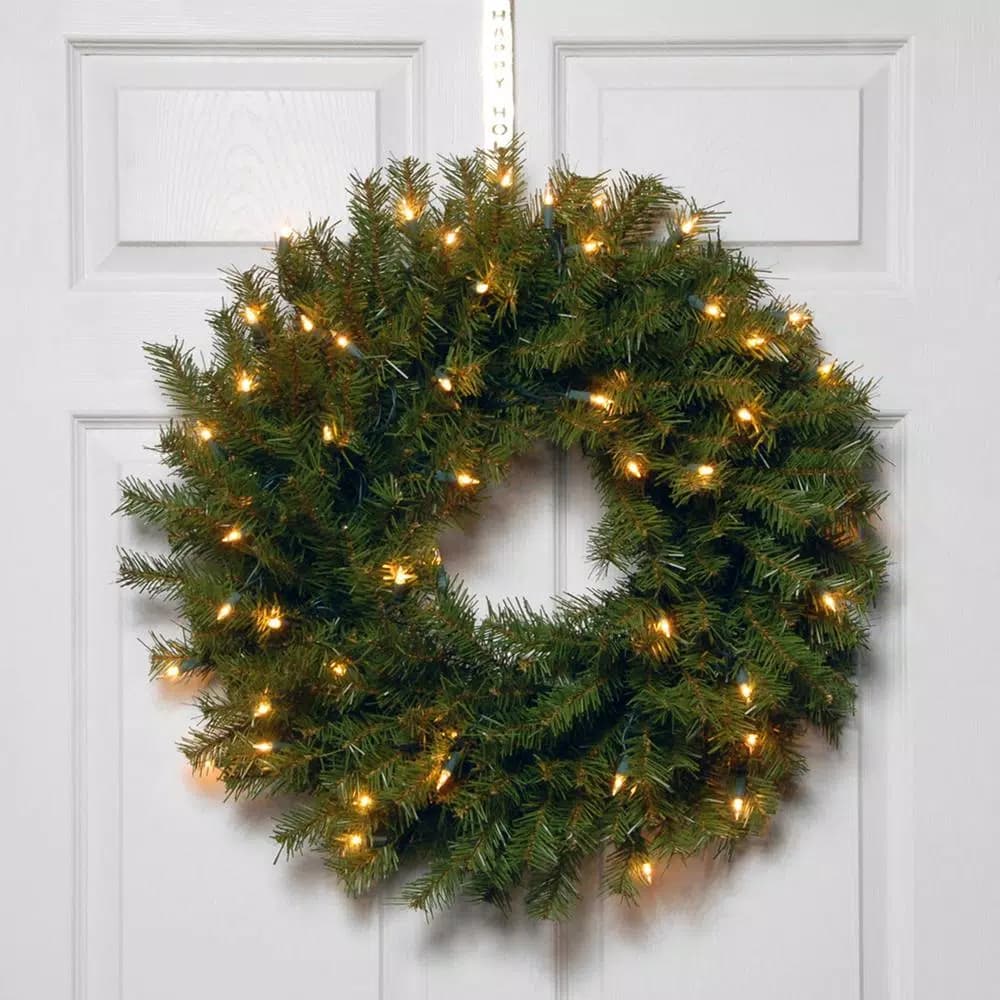 National Tree Company 24" Norwood Fir Artificial Wreath with 50 Dual Color LED Lights, Battery Operated