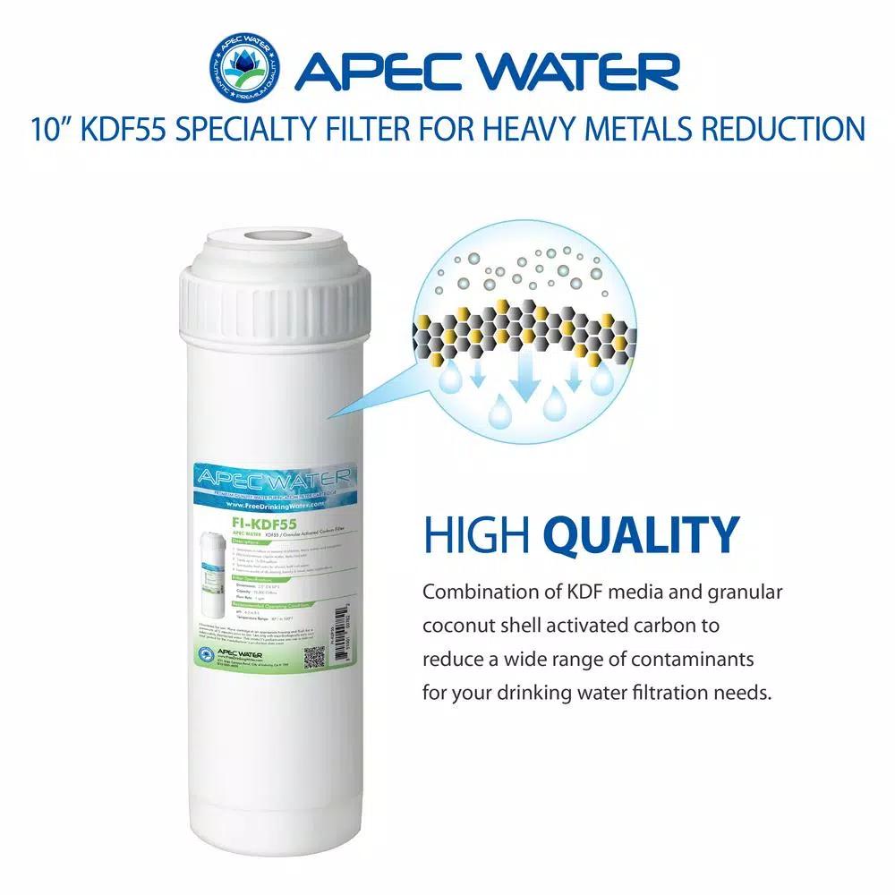 APEC Water Systems APEC FI-KDF55 10 in. KDF and GAC Water Filter Cartridge for Heavy Metals, Chlorine, and Bacteria Removal