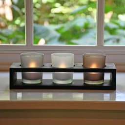 LUMABASE Trio Candle Tray with 3 Frosted Earth Tone Glass Votives - Black Wood thumbnail 3