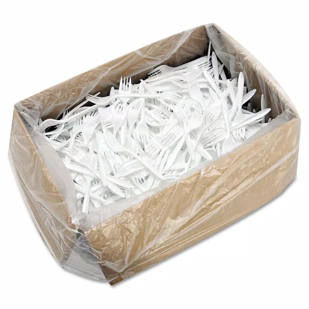 DART Mediumweight White Polypropylene Disposable Forks, 1000 Count Case