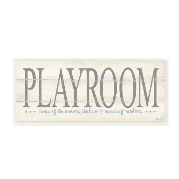 Stupell Industries Playroom Home Of Mischief Makers Wood Wall Art, 7 in. x 17 in.