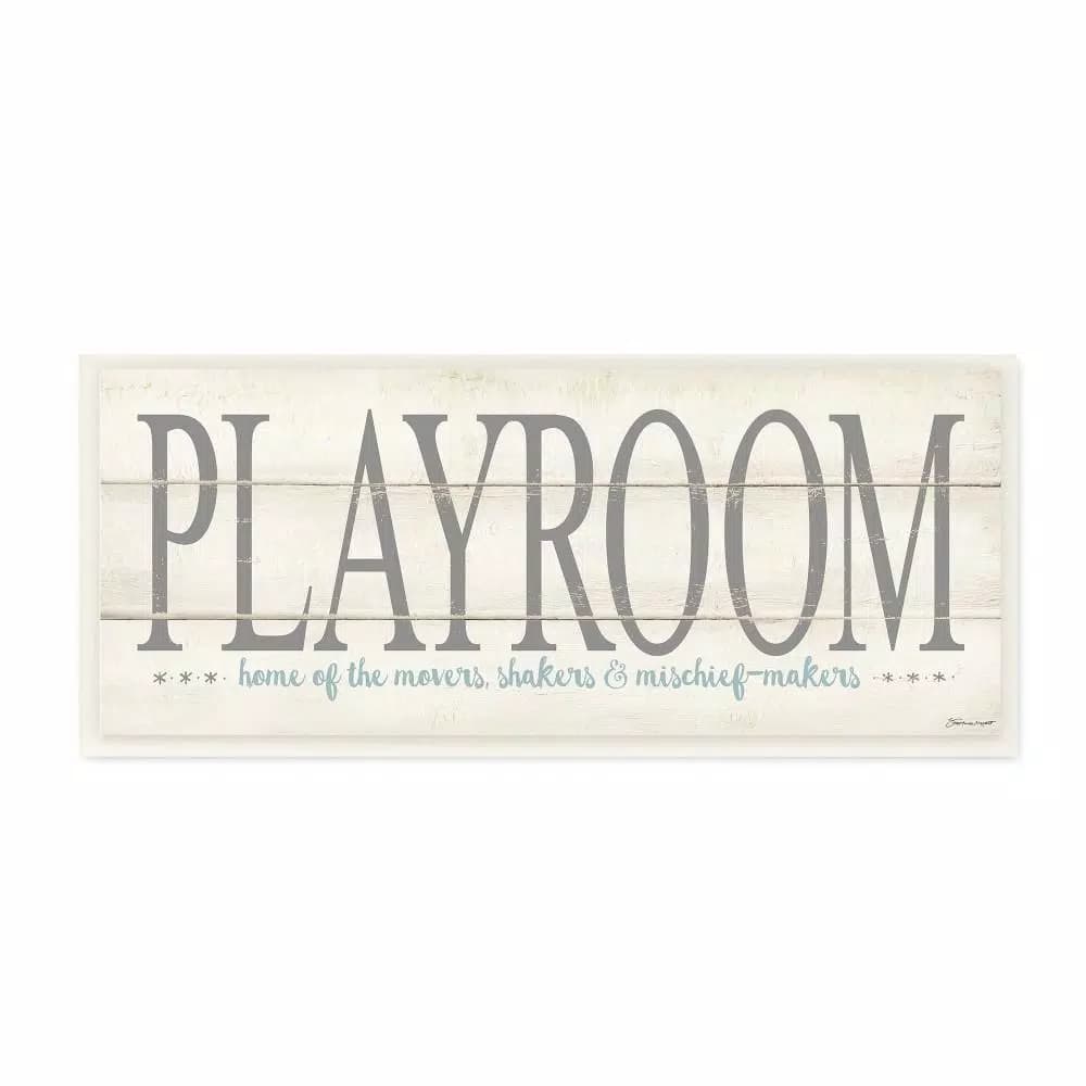 Stupell Industries Playroom Home Of Mischief Makers Wood Wall Art, 7 in. x 17 in.
