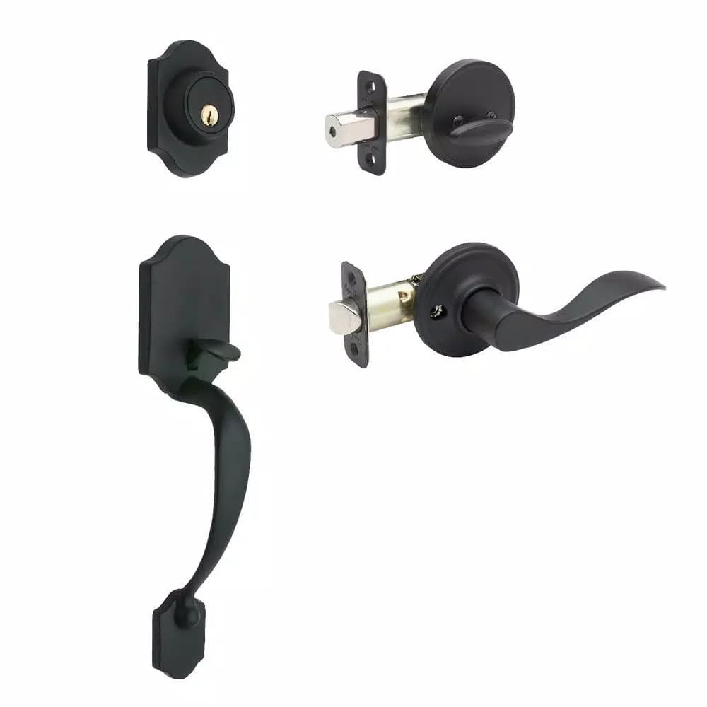 Copper Creek Heritage Black Handleset with Waverlie Lever Trim