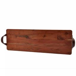 Mason Craft & More 33 in. Acacia Wood Serving Tray with Faux Leather Handles thumbnail 3