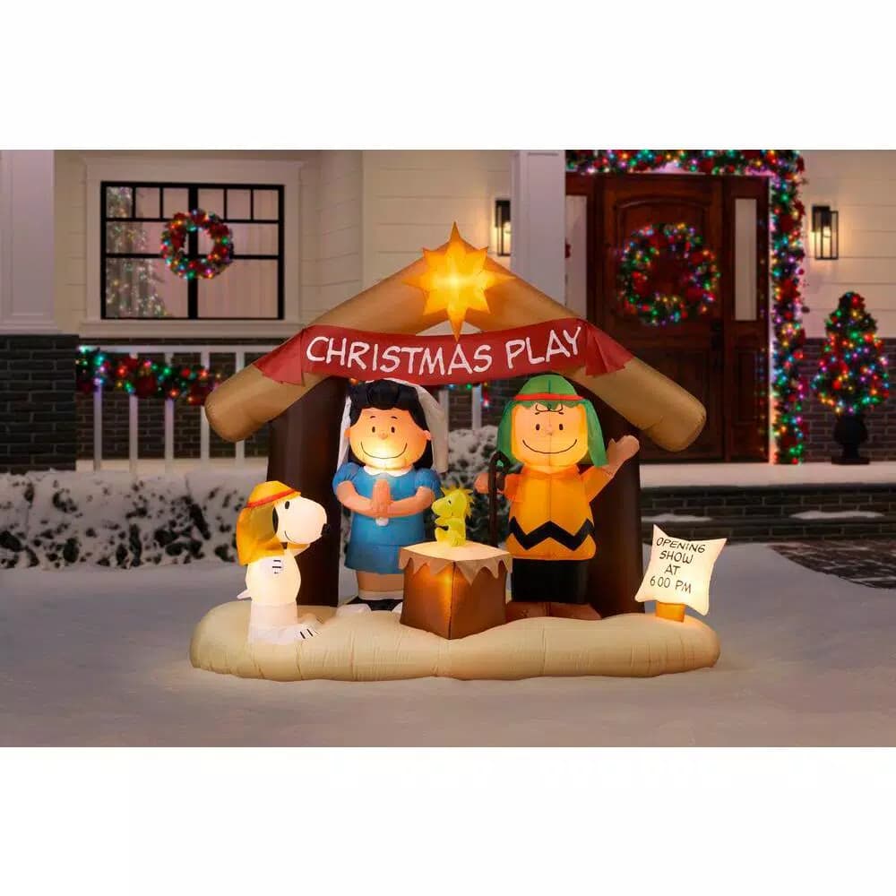 Peanuts 6 ft. Peanuts Nativity Scene Inflatable Christmas Yard Decoration with LED Lights