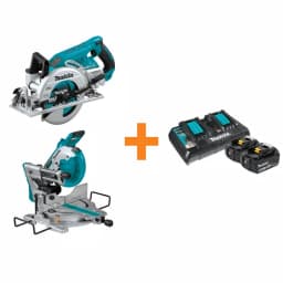 Makita 18V X2 LXT Brushless 7-1/4" Circular Saw & Miter Saw Combo Kit with 2 5.0 Ah Batteries thumbnail 1