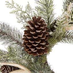 Glitzhome 24 in. Flocked Pinecone and Antler Artificial Christmas Wreath thumbnail 2