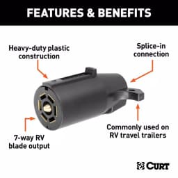 CURT 7-Way RV Blade Connector Plug, Trailer Side, Black Plastic thumbnail 2