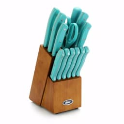 Oster Evansville 14-Piece Stainless Steel Knife Set with Rubberwood Block thumbnail 1