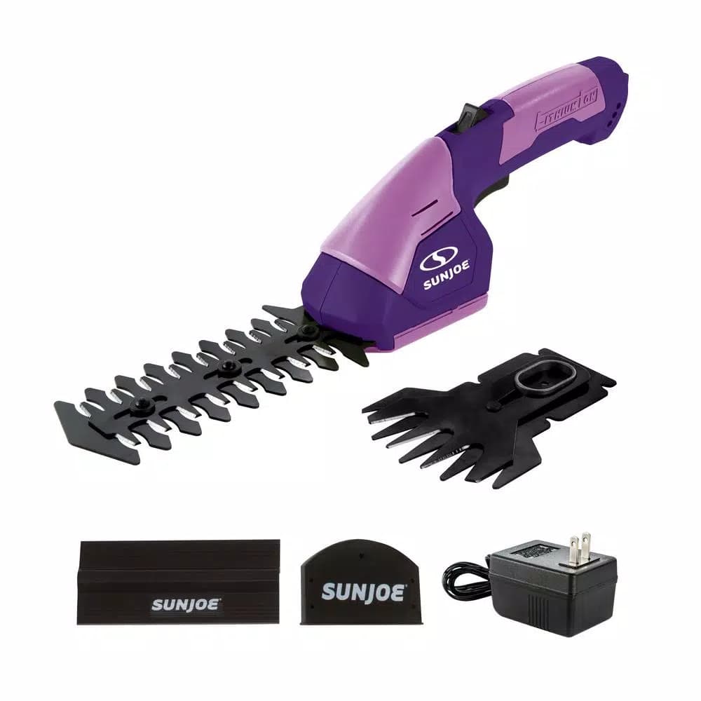 Sun Joe HJ604C 7.2V Cordless 2-in-1 Grass Shear and Hedge Trimmer, Purple
