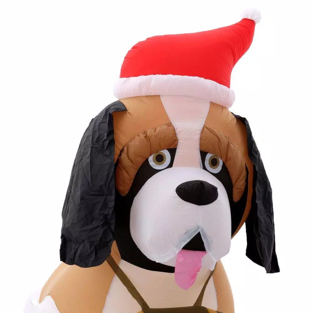 Gemmy 9 ft. Inflatable St. Bernard Christmas Yard Decoration with White Lights