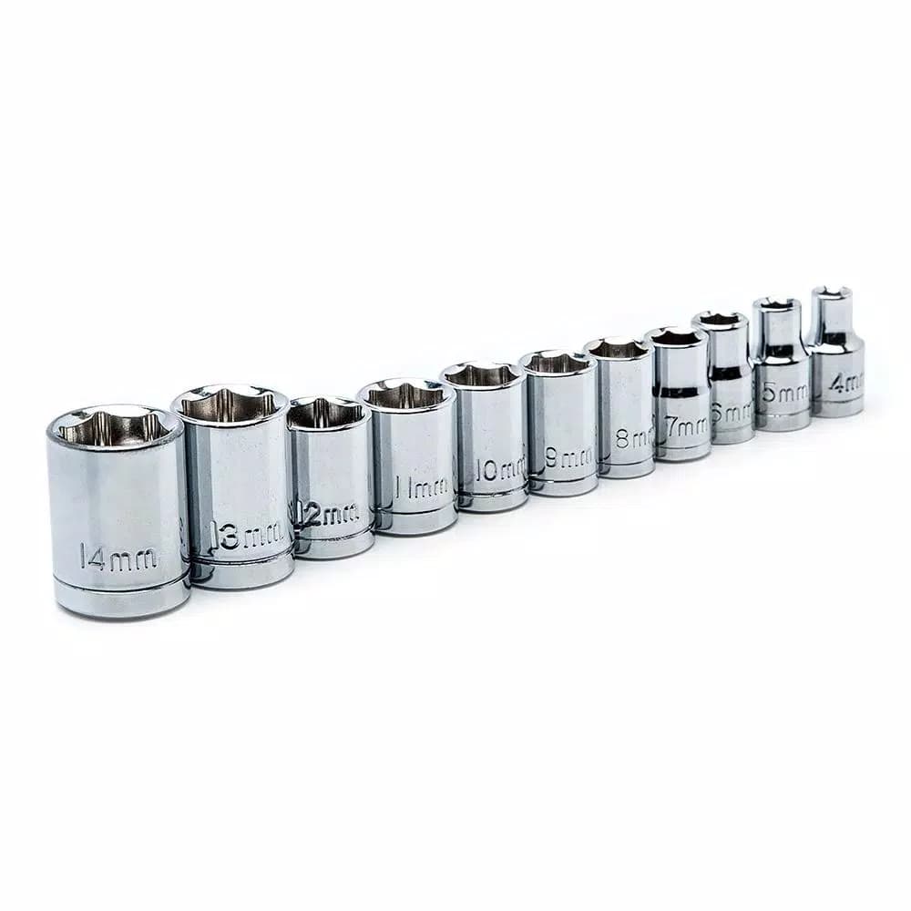 Husky 46-Piece Stubby Ratchet and Socket Set with 1/4 in. and 3/8 in. Dual Drive Ratchet