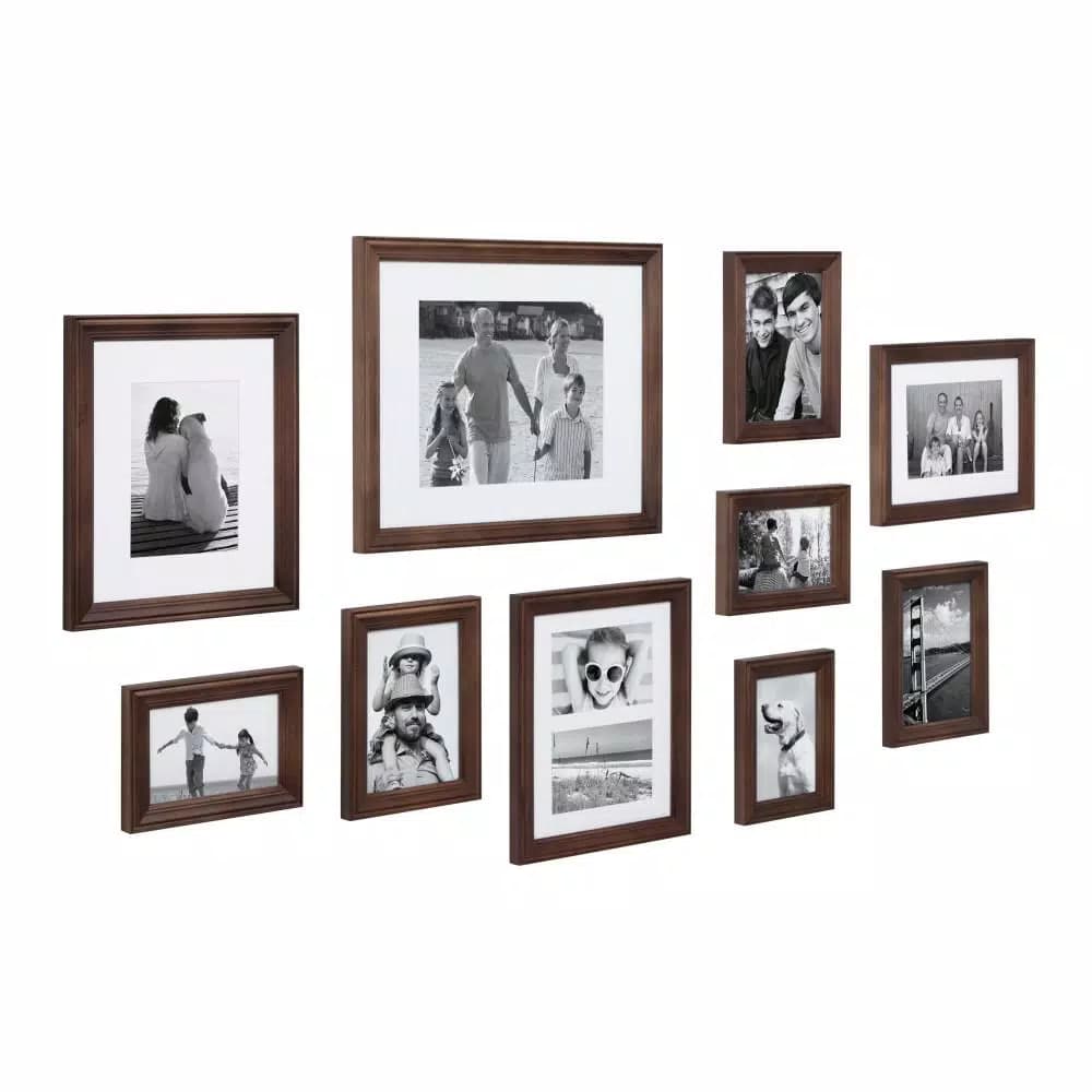Kate and Laurel Bordeaux Brown Gallery Wall Picture Frame Set, 10-Piece Collection
