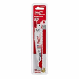 Milwaukee AX Carbide Teeth Reciprocating Saw Blades, 6 in., 5 TPI, Nail-Embedded Wood (6 Pack) thumbnail 2