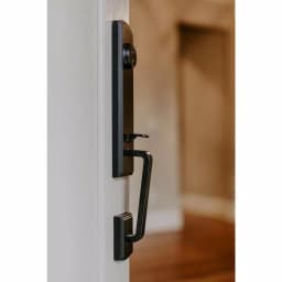 Delaney Briona Black Single Cylinder Deadbolt Entry Door Handleset with Santo Mushroom Style Interior Knob thumbnail 3