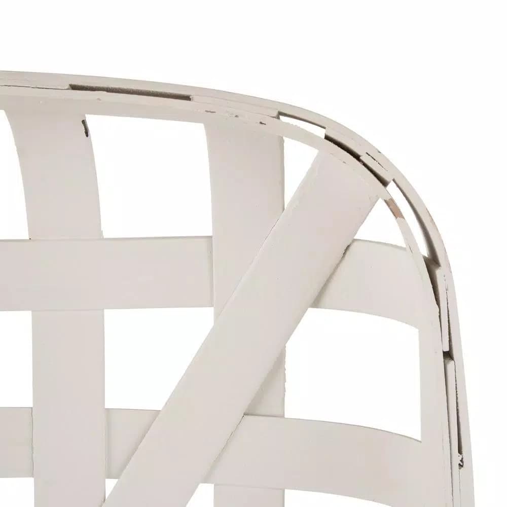 Glitzhome 30 in. H x 24 in. W White Wooden Tobacco Basket Wall Decor