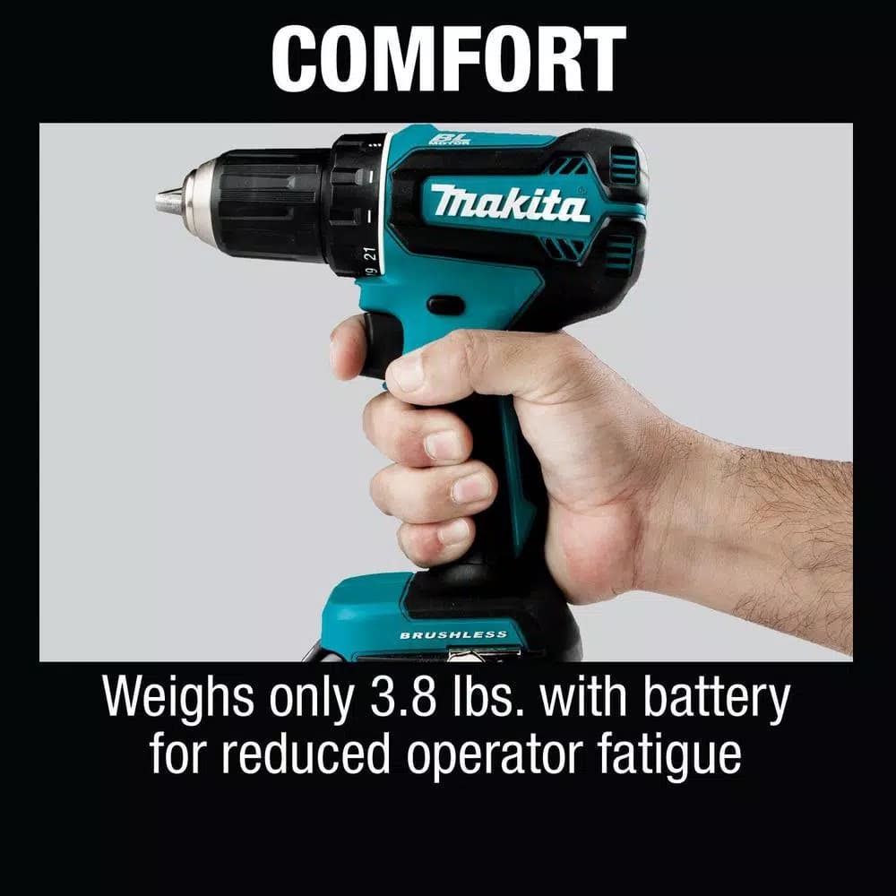Makita 18V LXT Brushless Cordless 1/2 in. Driver-Drill Kit with 3.0Ah Battery and Charger