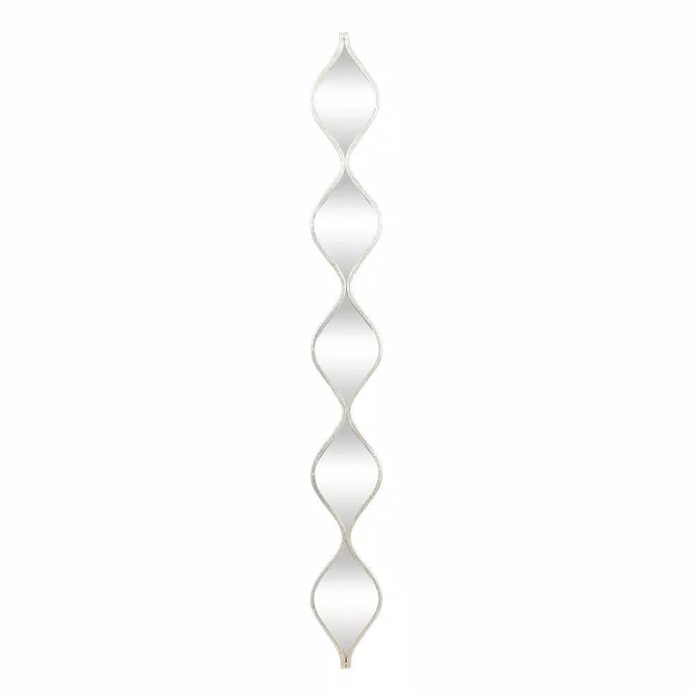 LITTON LANE Large Irregular Wavy Contemporary Metal Wall Mirror - Silver Polished Finish (59 in. H x 7 in. W)