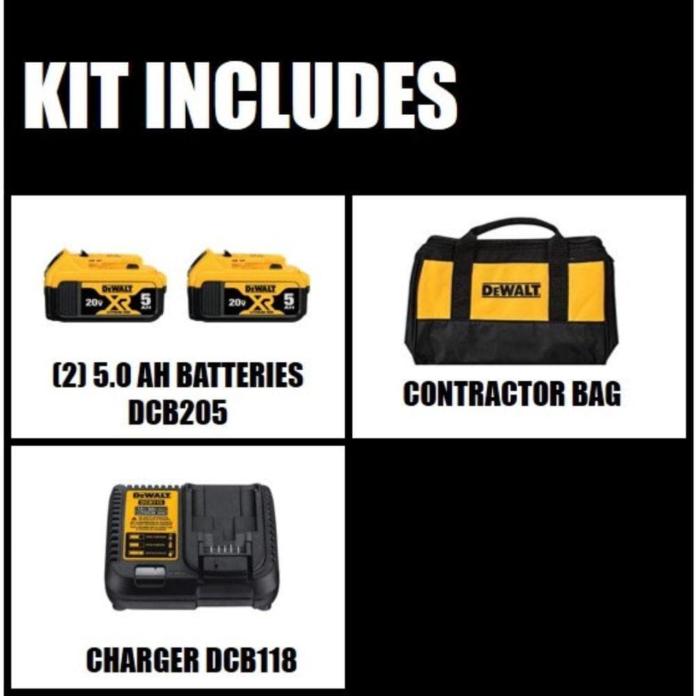 DEWALT 20V MAX XR 5.0Ah Lithium-Ion Battery & Charger Kit with Bag (2-Pack)