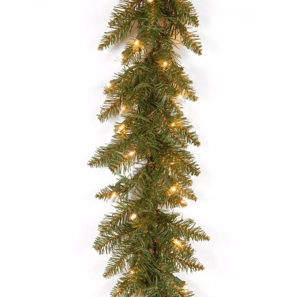 National Tree Company 9 ft. Pre-Lit Dunhill Fir Artificial Garland with 100 Clear Incandescent Lights