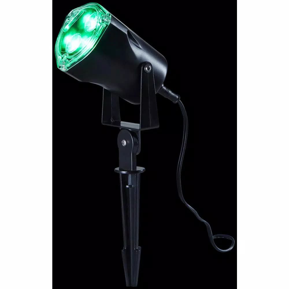 Home Accents Holiday Green LED Spotlight Outdoor Holiday Decoration with Swivel Head and Adjustable Neck