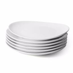Unbranded Sweese Porcelain Curve Shaped Dinner Plates, 11 Inch, Set of 6, White thumbnail 1