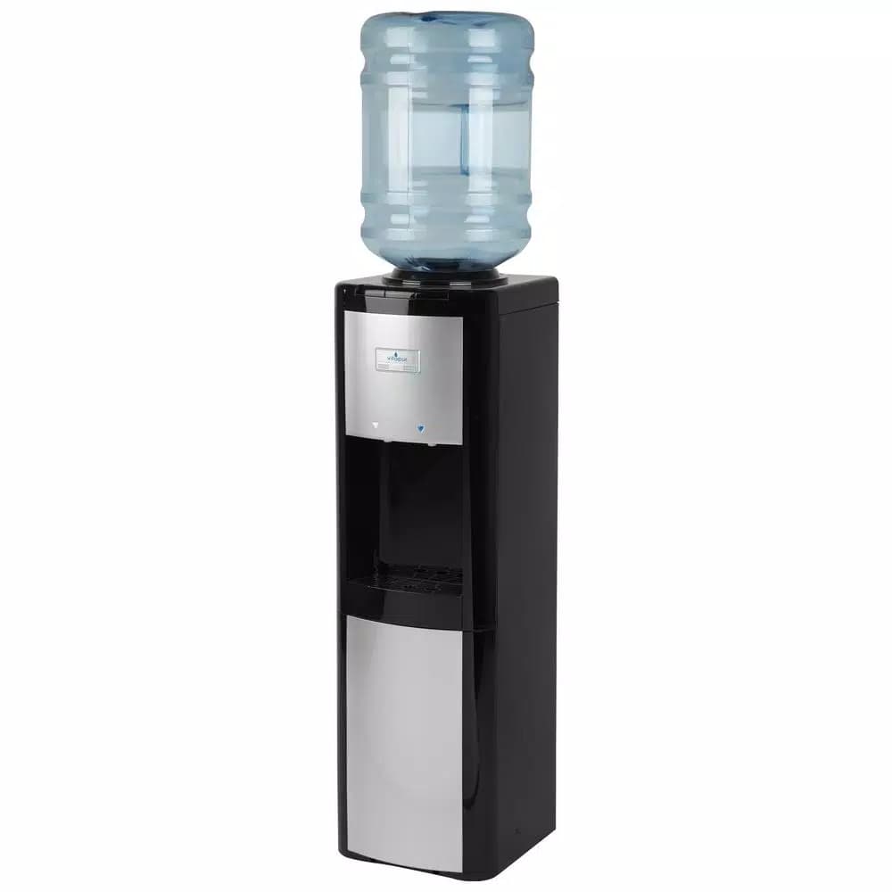 Vitapur Top Load Water Cooler Dispenser, Cold & Room Temperature, 3-5 Gal., Black/Platinum