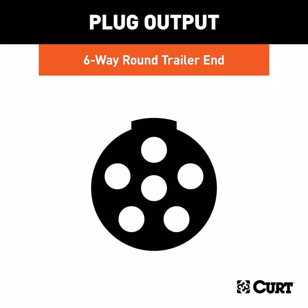 CURT 6-Way Round Trailer Connector Plug with Spring (Trailer Side)