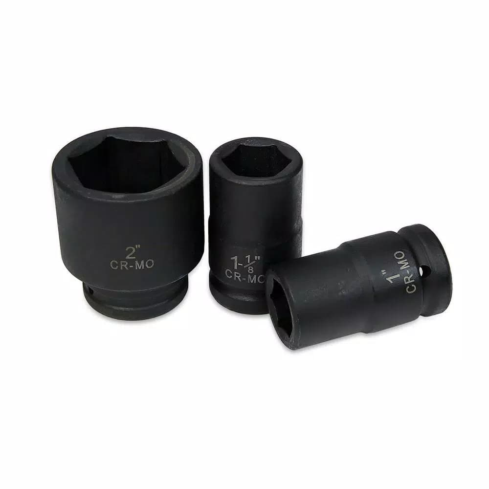 Stark 1 in. Drive Deep Impact Socket Set, 6-Point Cr-Mo, 9-Piece SAE Set with Carrying Case