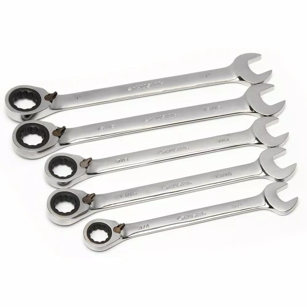 Husky 5-Piece Large SAE Reversible Ratcheting Wrench Set