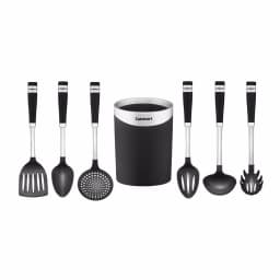 Cuisinart 7-Piece Stainless Steel Kitchen Utensil Set with Barrel Handle and Storage Crock thumbnail 2