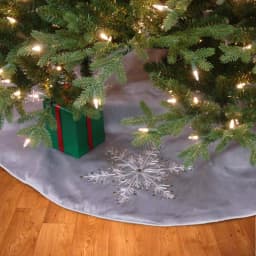 National Tree Company 42 in. Snowflake Design Christmas Tree Skirt with Embroidered Motifs thumbnail 2
