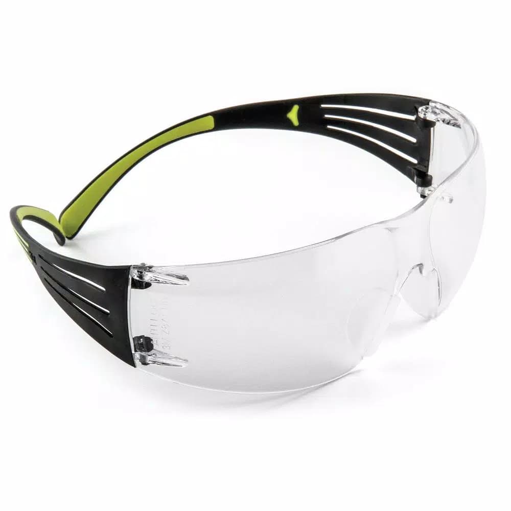 3M SecureFit 400 Series Safety Glasses - Black/Neon Green with Clear Anti-Fog Lenses