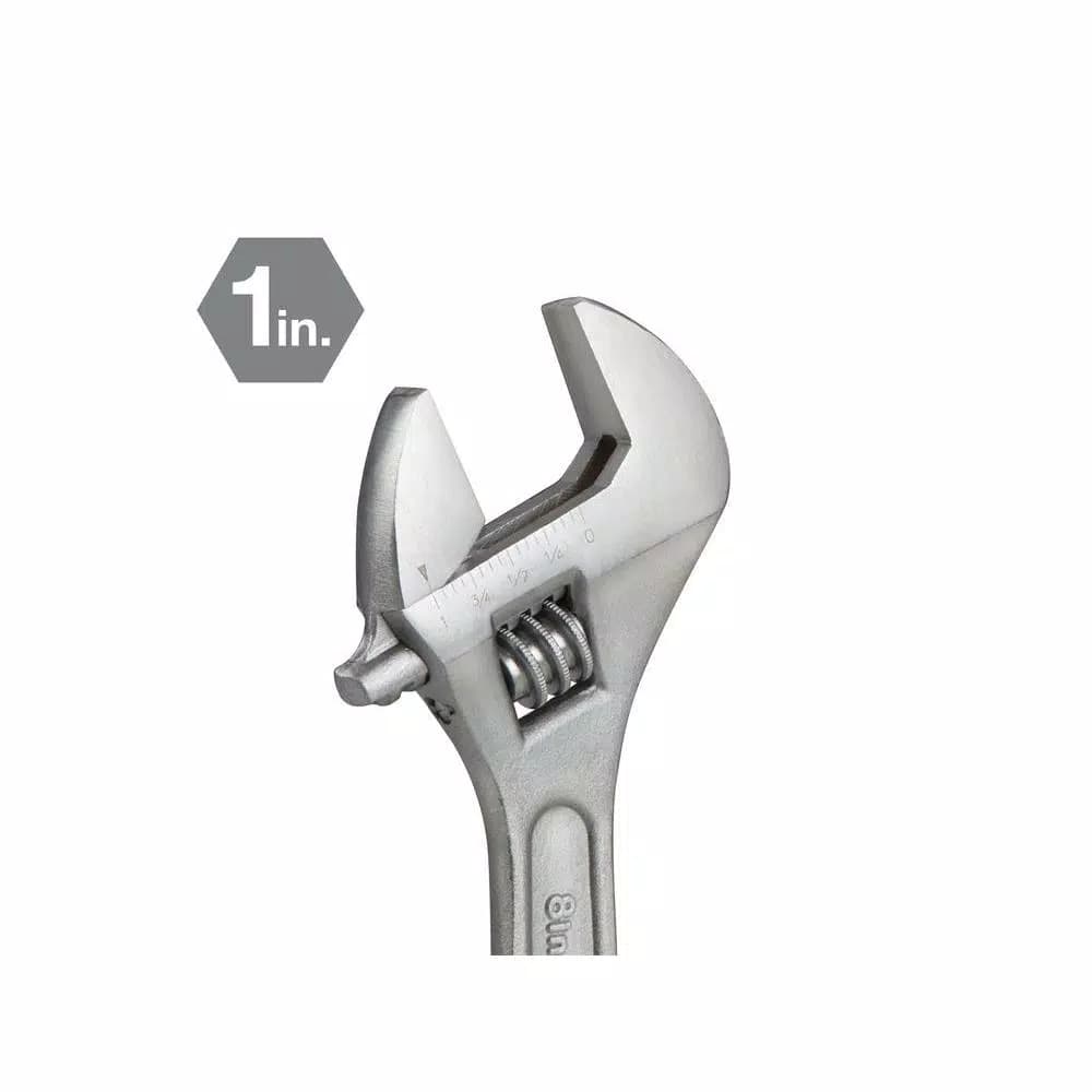 TEKTON 8 in. Adjustable Wrench with Satin Chrome Finish